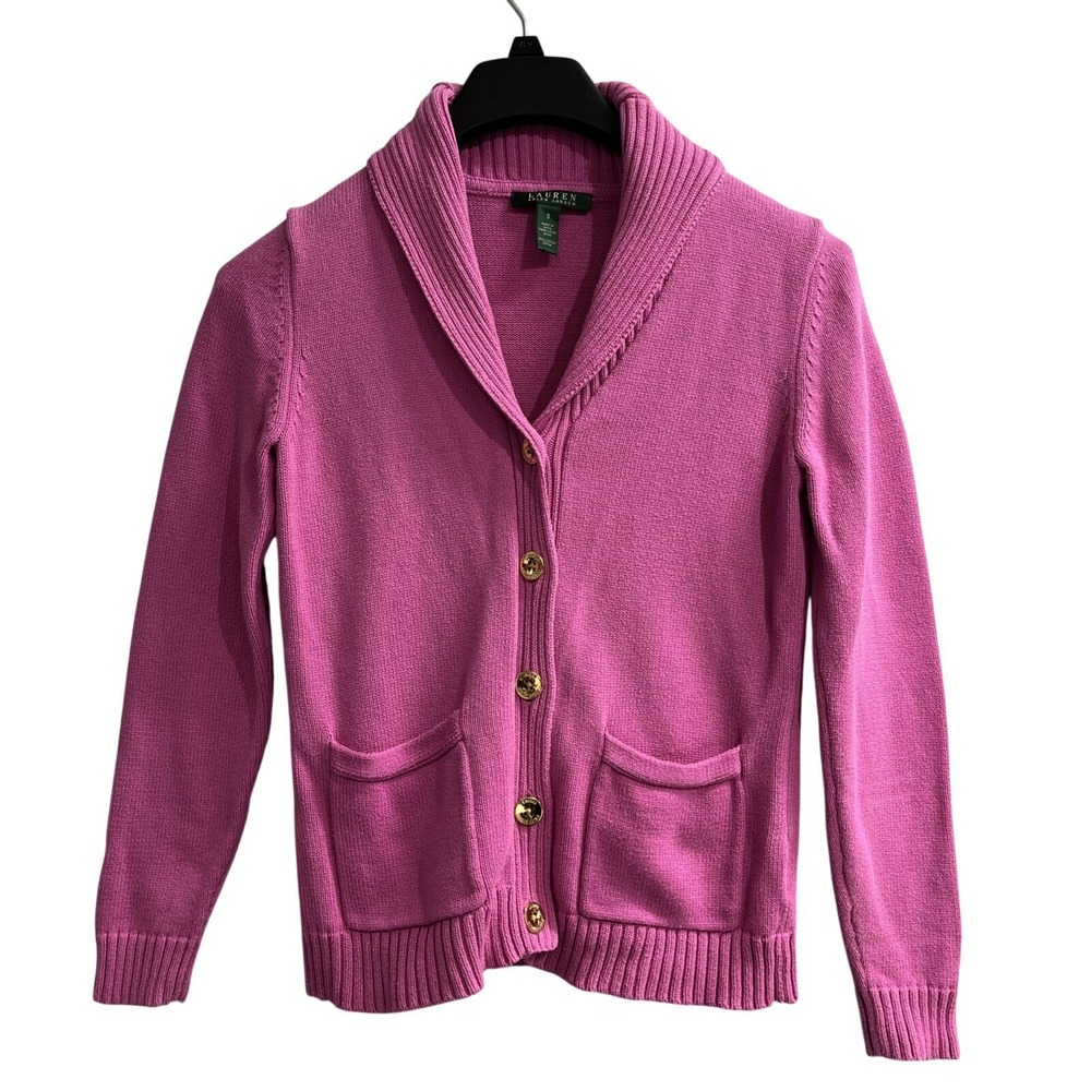 Ralph Lauren Sweater Womens S Pink Cardigan Shawl Collar Old Money Preppy
